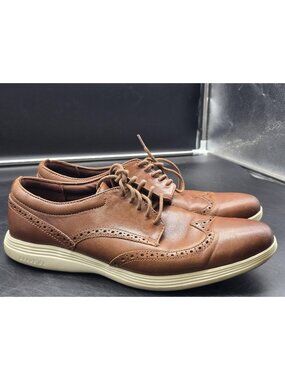Cole Haan Shoes Men 13 Grand Tour Oxfords in Woodbury-Ivory Wingtip Brogue